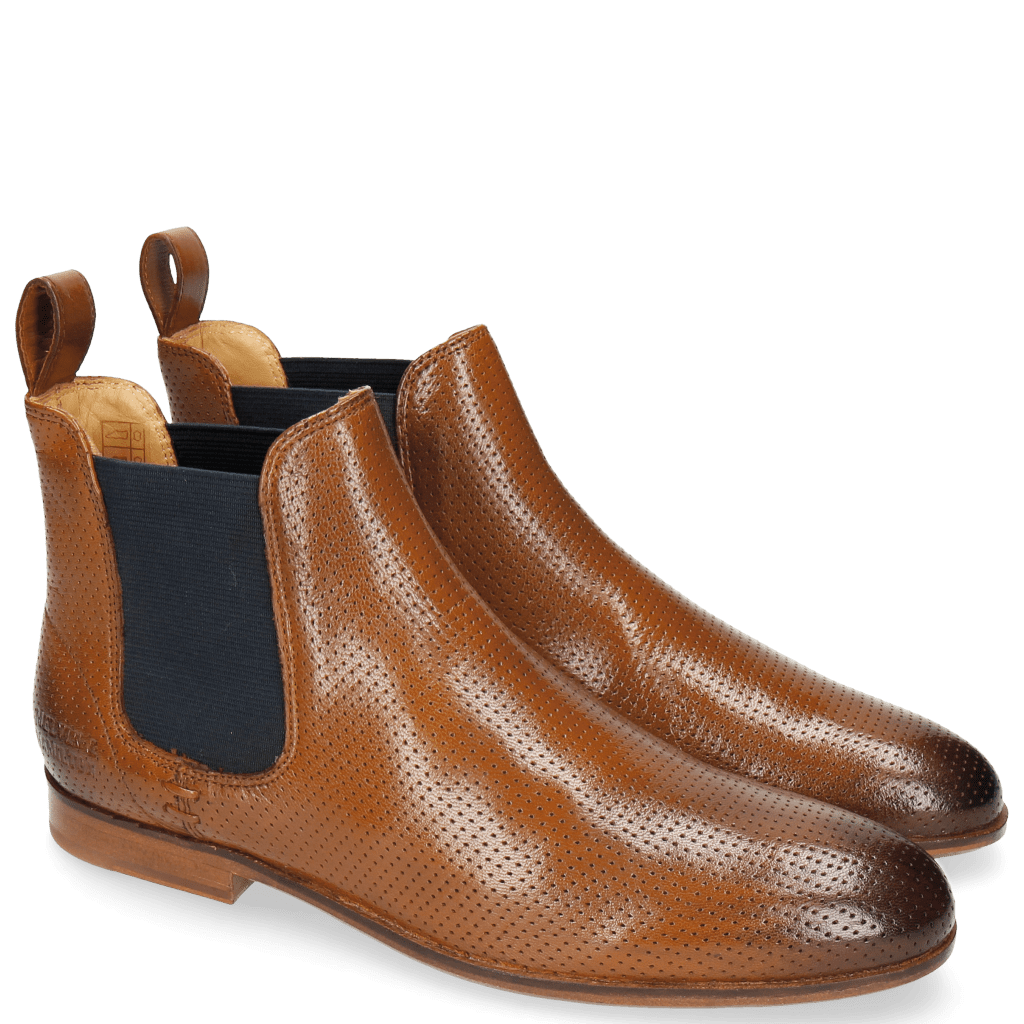 Stiefeletten Susan 10 Salerno Perfo Dark Tan Elastic Navy