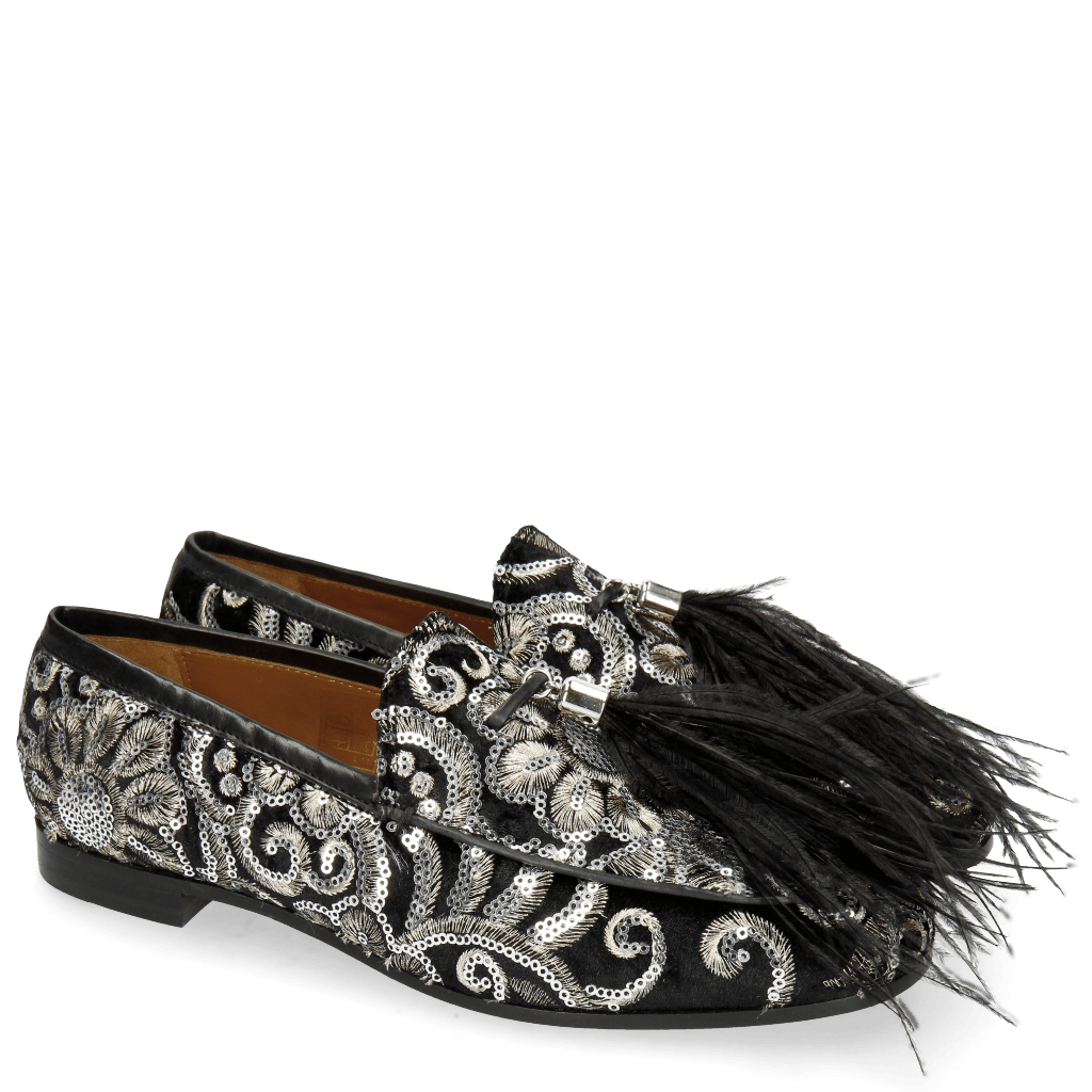 Loafers Scarlett 3 Zardosi Black Tassel Feather Black