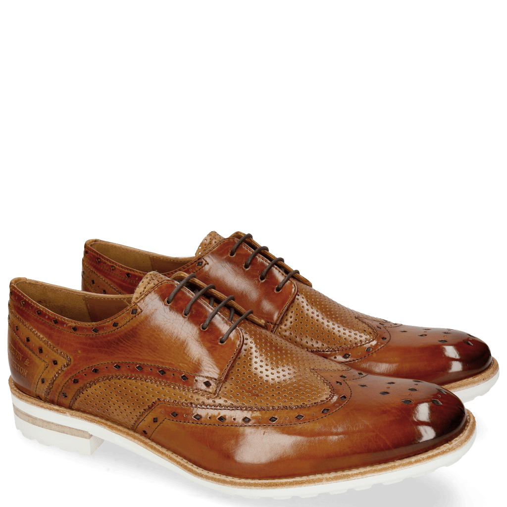 Derby Schuhe Eddy 5 Tan Perfo Sabbia
