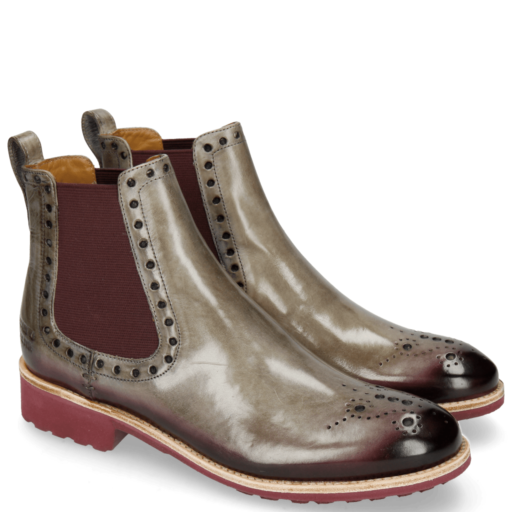 Stiefeletten Amelie 8 Morning Grey Elastic Burgundy