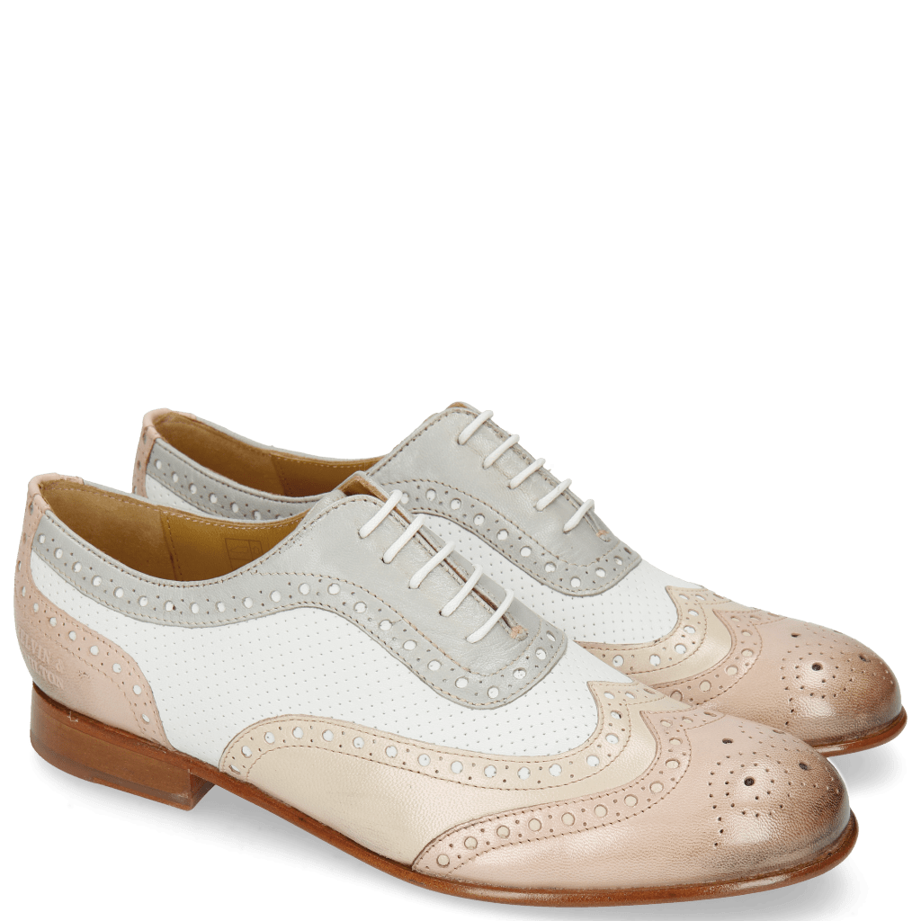 Oxford Schuhe Sally 97 Salerno Pale Rose Nude Perfo White French Grey