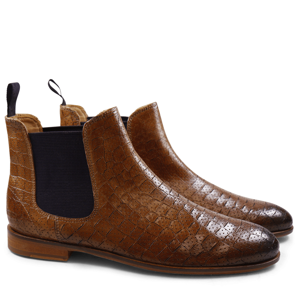Stiefeletten Susan 10 Crock Perfo M&H Tan Elastic Purple LS Natural