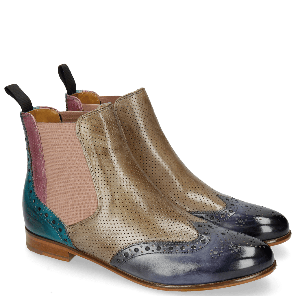 Stiefeletten Selina 6 Moroccan Blue Oxygen Perfo Lilac Ice Blue Elastic Rose