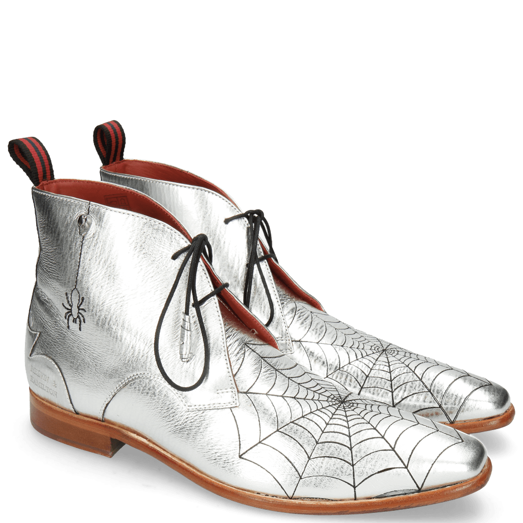 Stiefeletten Elvis 32 Lame Gunmetal Embroidery Black