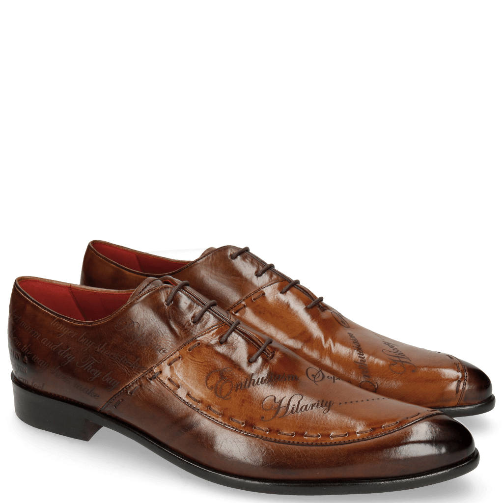 Oxford Schuhe Toni 15 Mid Brown Wood Lasercut LS Red