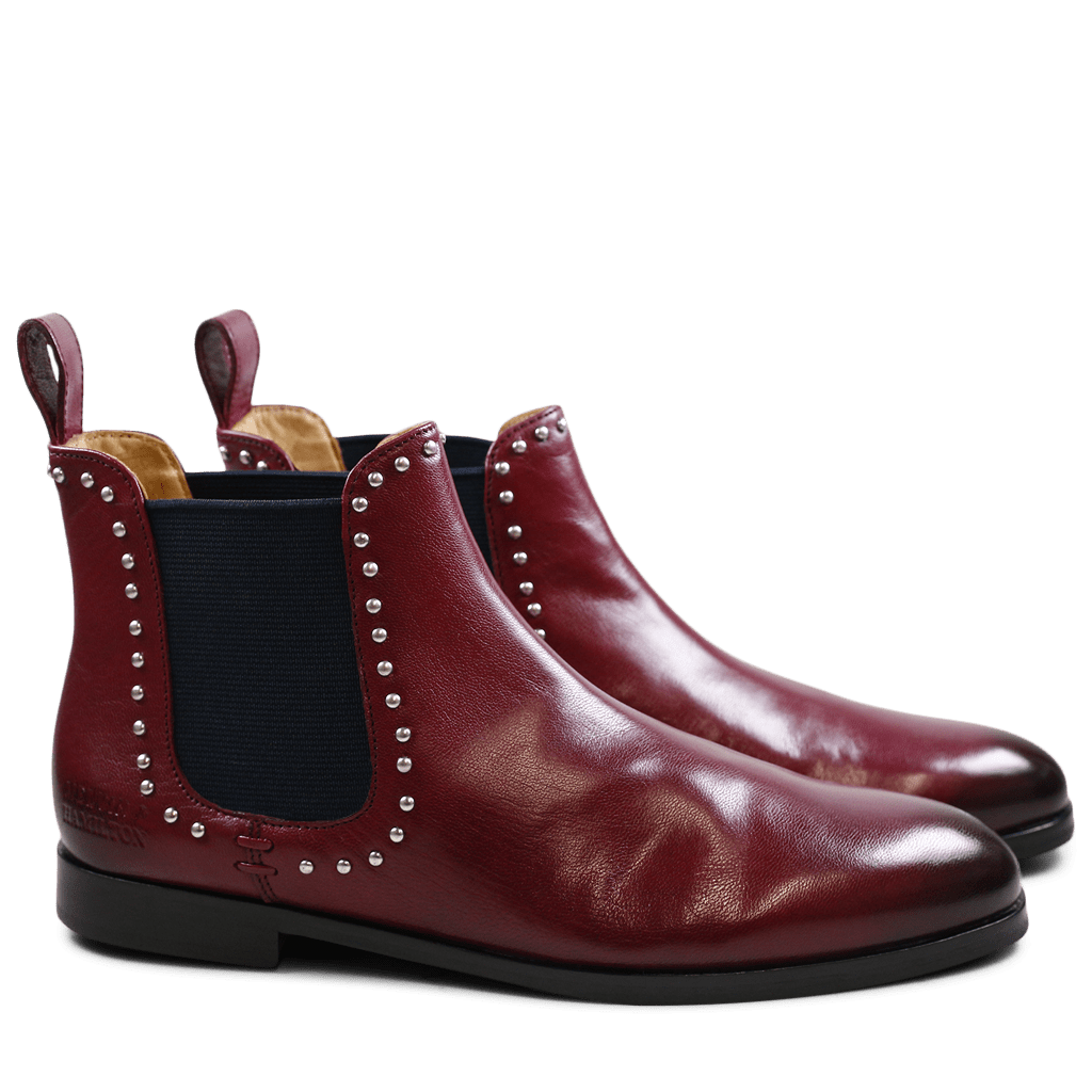 Stiefeletten Susan 37 Salerno Burgundy Rivets Elastic Navy HRS