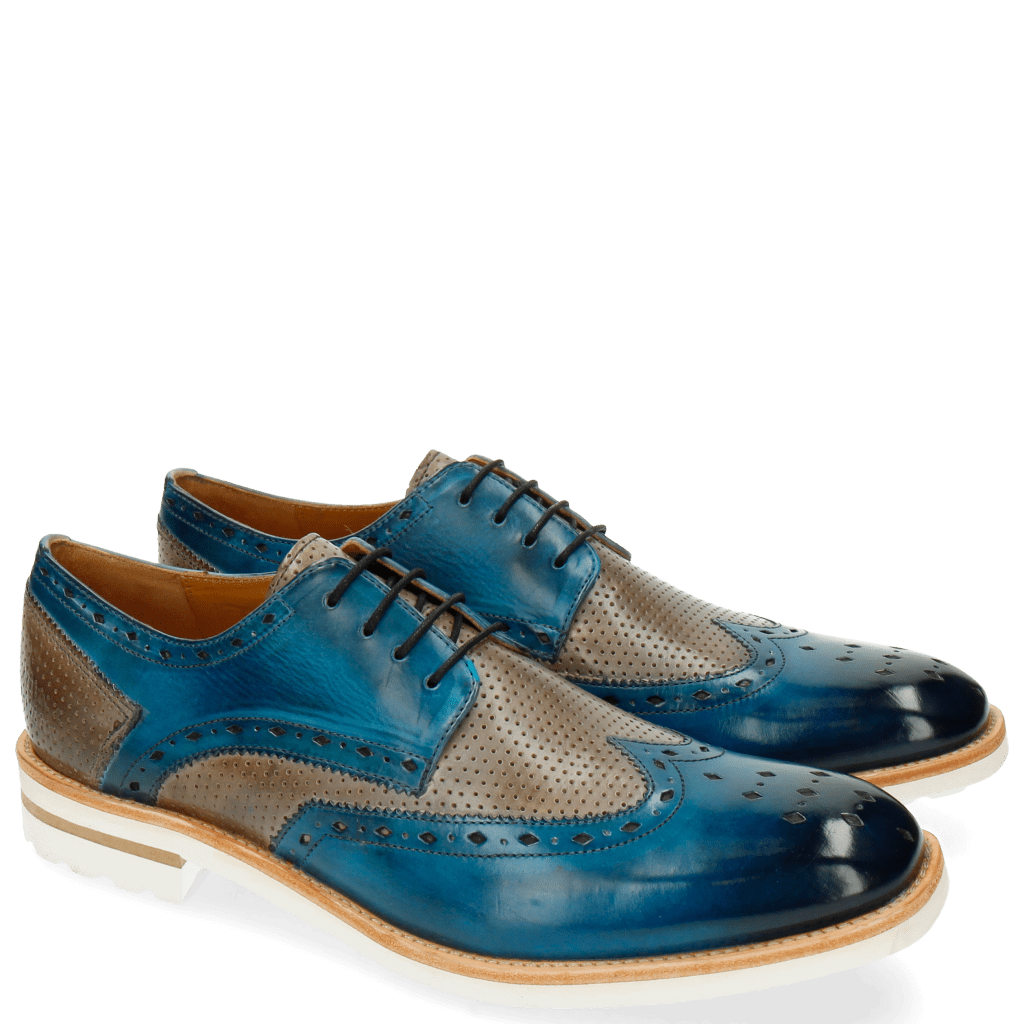 Derby Schuhe Eddy 5 Perfo Bluette Morning Grey Aspen White