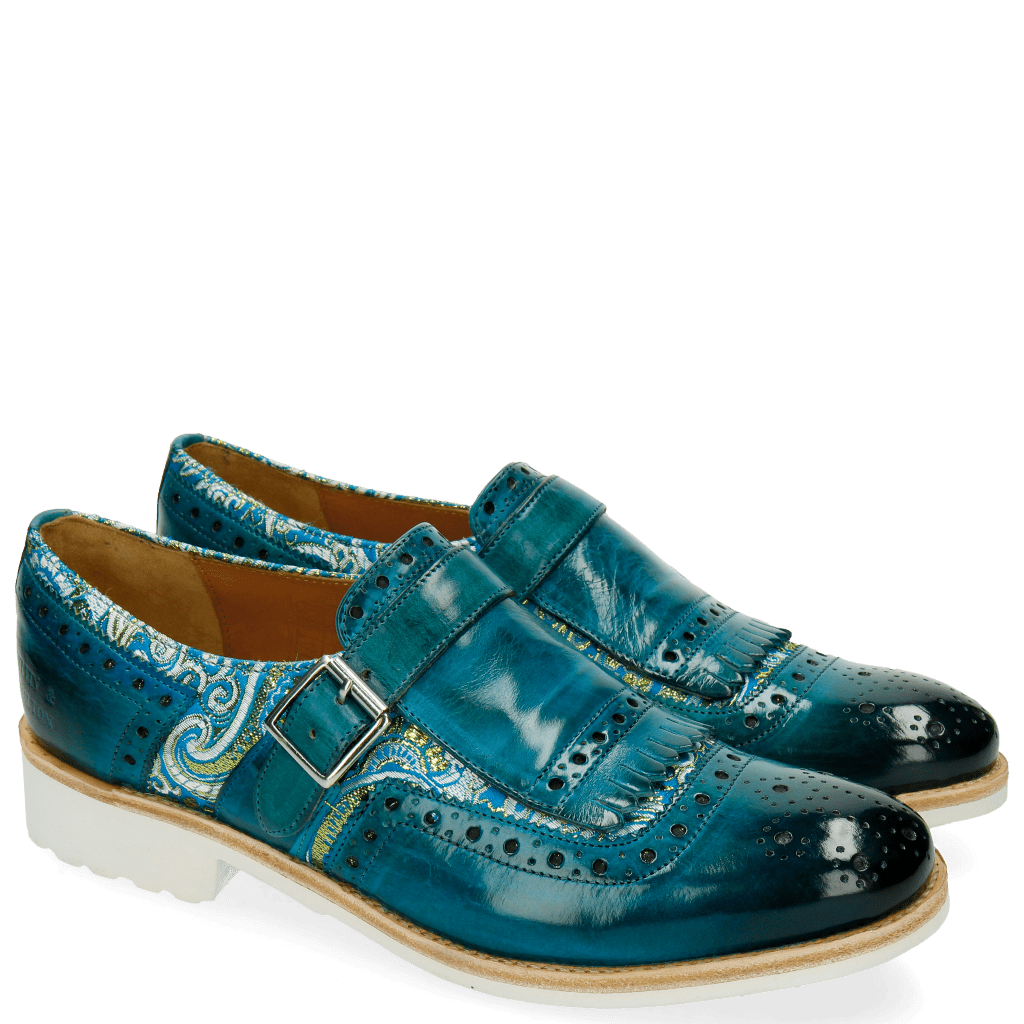 Monk Schuhe Amelie 42 Textile Vintage Turquoise
