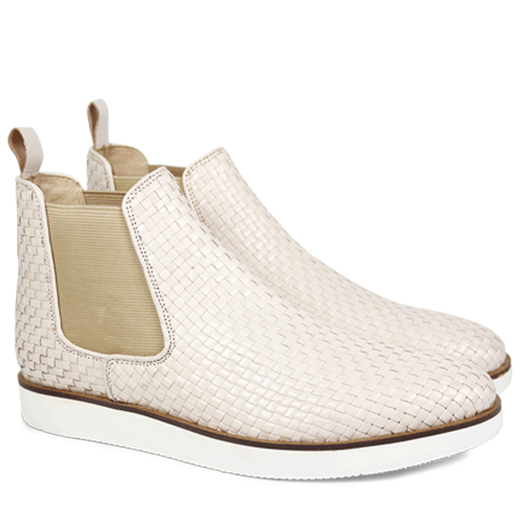 Stiefeletten Rita 3 Woven Off White Elastic Beige XL
