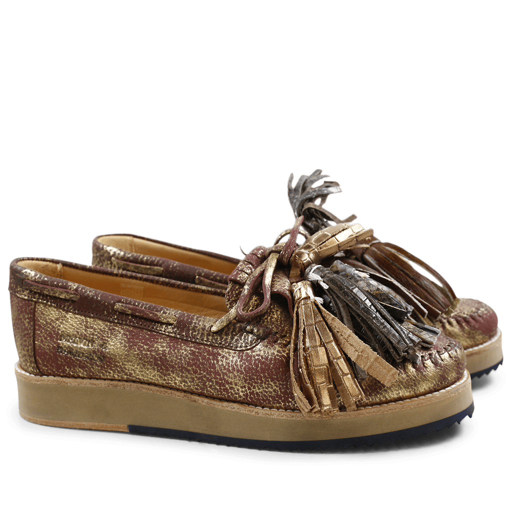 Loafers Bea 4 Afix Gold Wine Tassel Multi Z Navy Camel