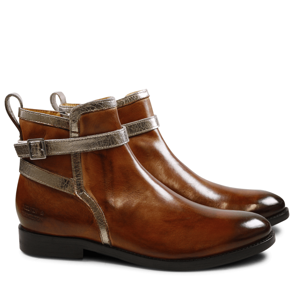 Stiefeletten Amelie 36 Crush Metal Tan Gold Finish Platin Strap Platin LS Brown