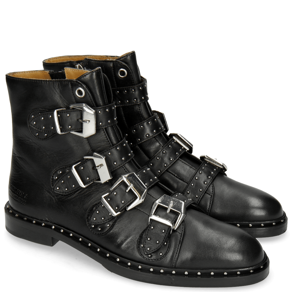 Stiefeletten Susan 44 Nappa Black Cream Finising Black Rivets