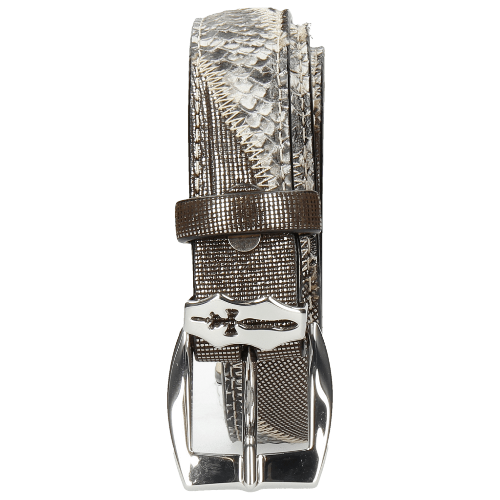 Gürtel Linda 2 Fermont Gunmetal Snake Black White Hairon Stripes Sword Buckle