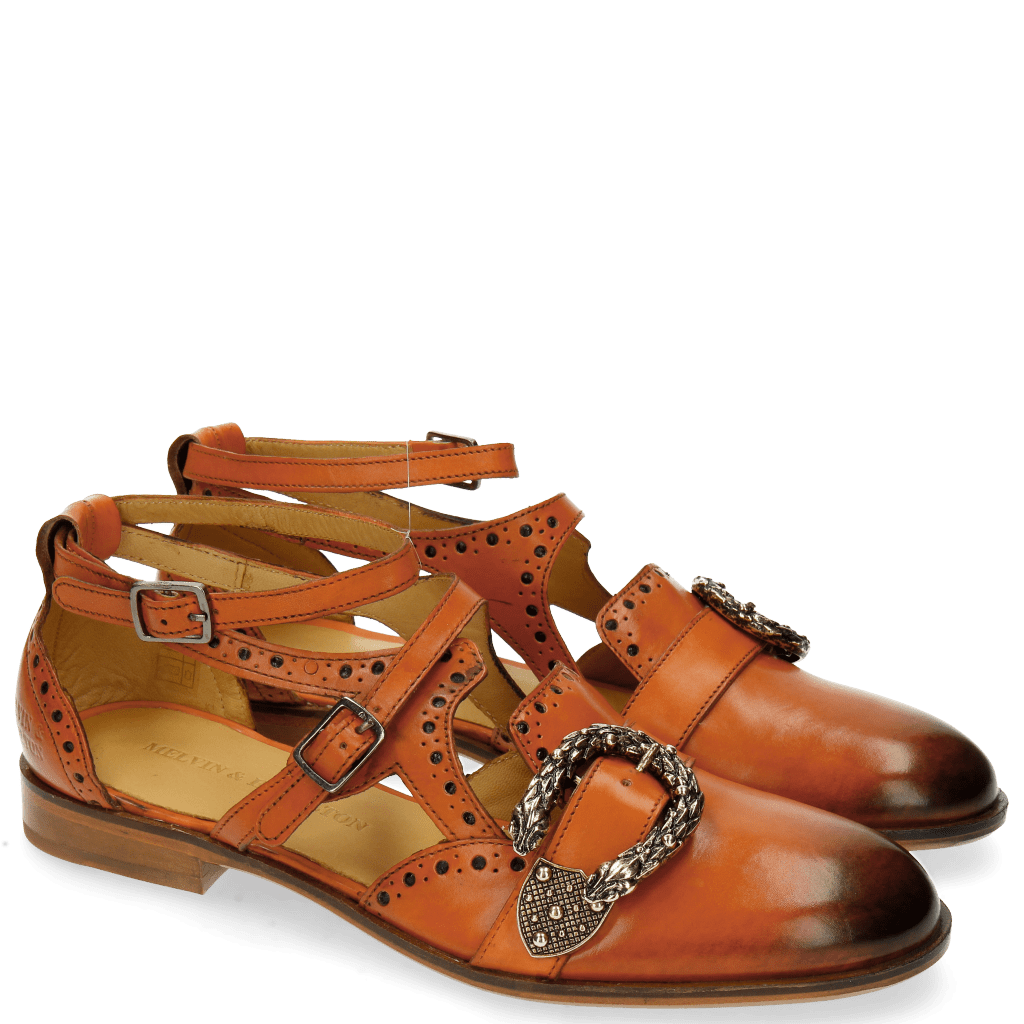 Sandalen Sally 69 Orange Buckle Snake