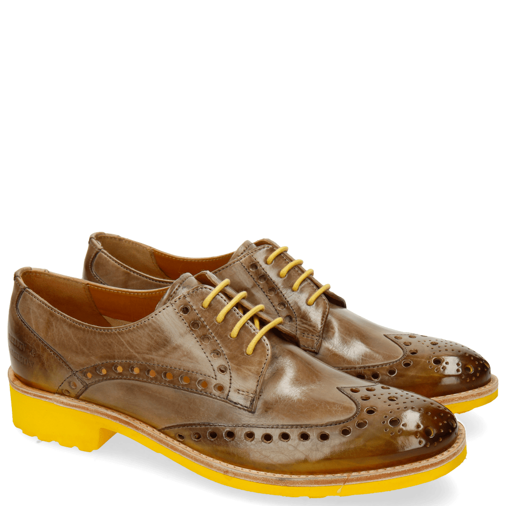 Derby Schuhe Amelie 6 Light Grey Shade Yellow