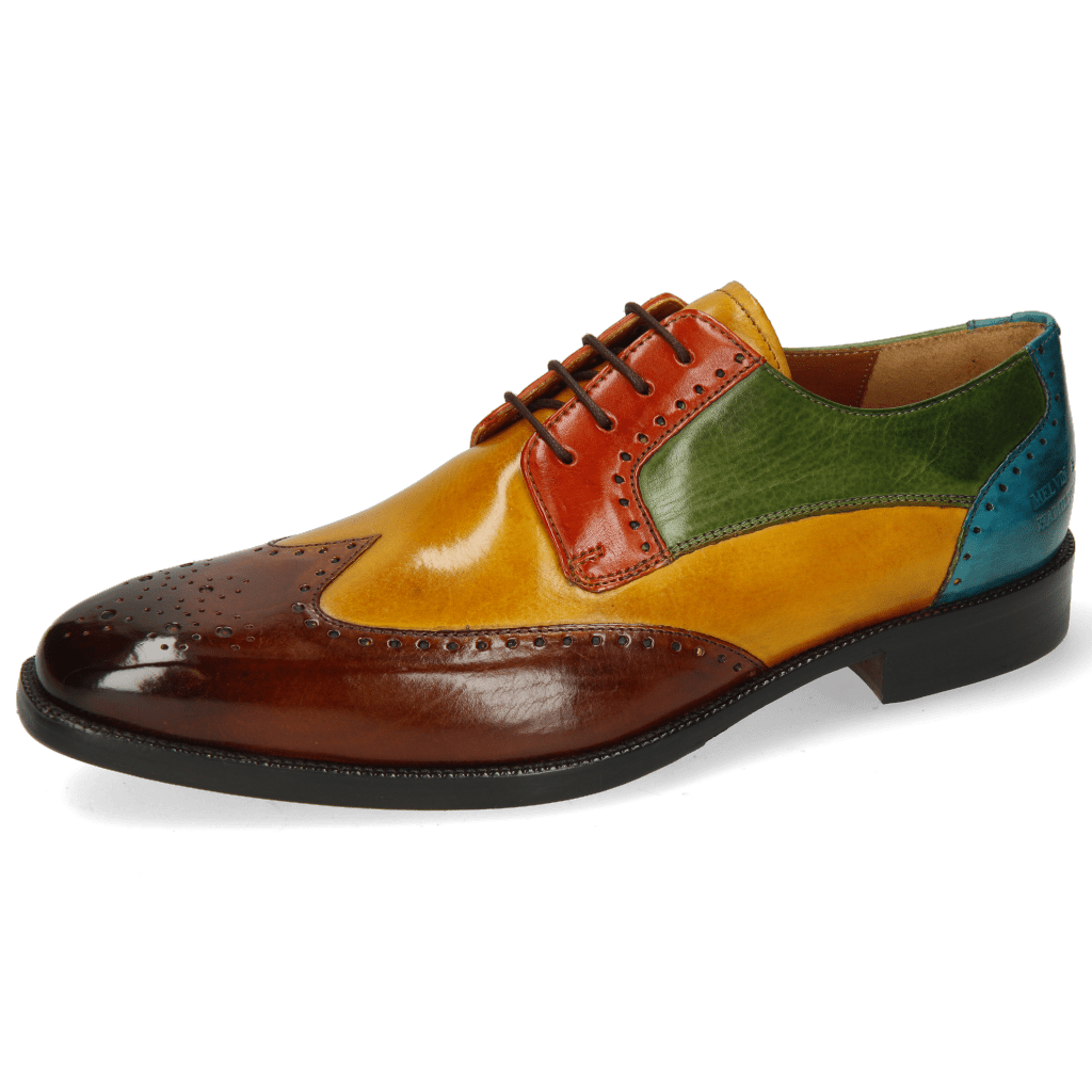Derby Schuhe Jeff 14 Wood Yellow Winter Orange Ultra Green Turquoise