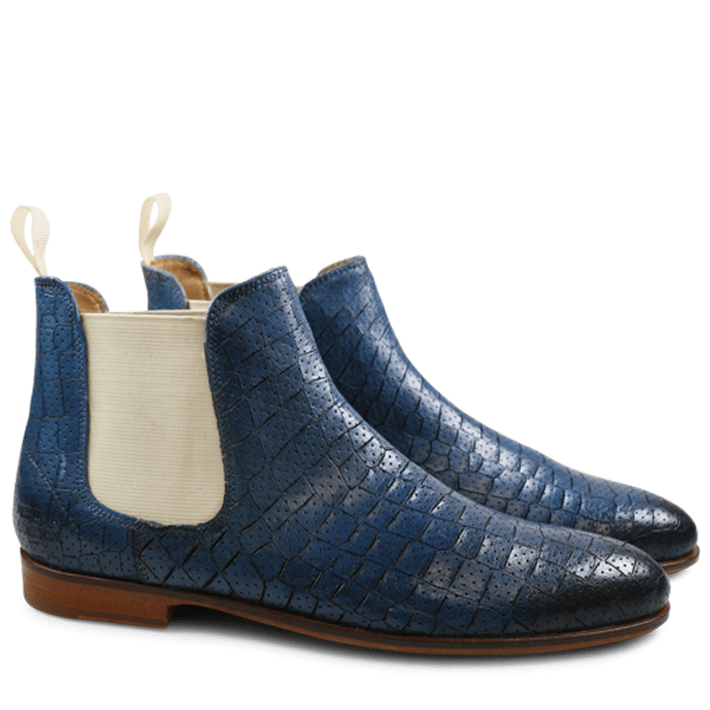 Stiefeletten Susan 10 Crock Perfo M&H Bluette Elastic Off White LS Natural