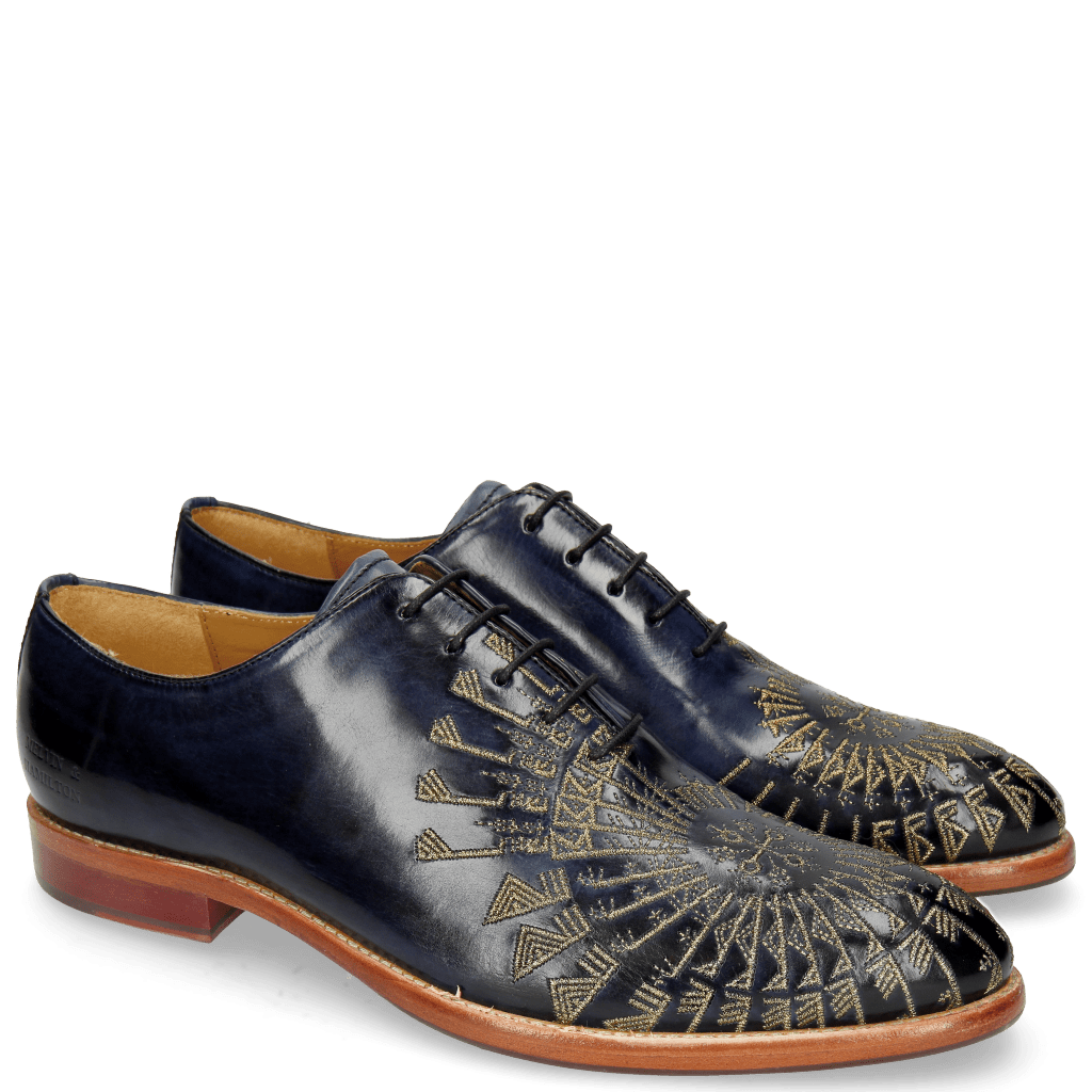 Oxford Schuhe Kane 21 Navy Embrodery Gold