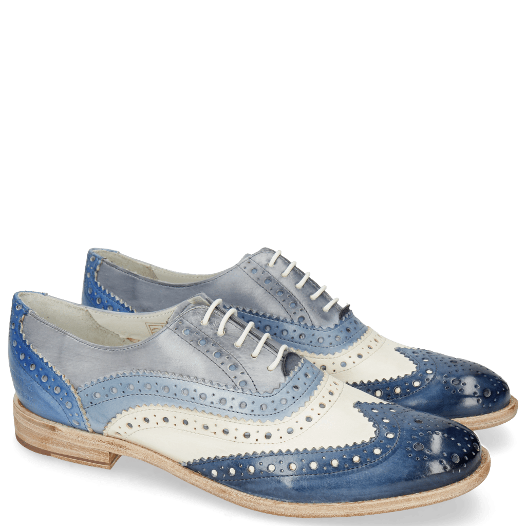 Oxford Schuhe Amelie 10 Vegas Marine White Sky Blue Avio Electric Blue