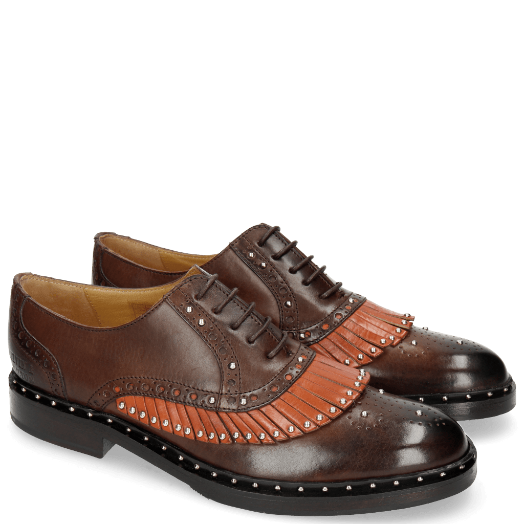 Oxford Schuhe Sally 75 Mogano Winter Orange Rivets