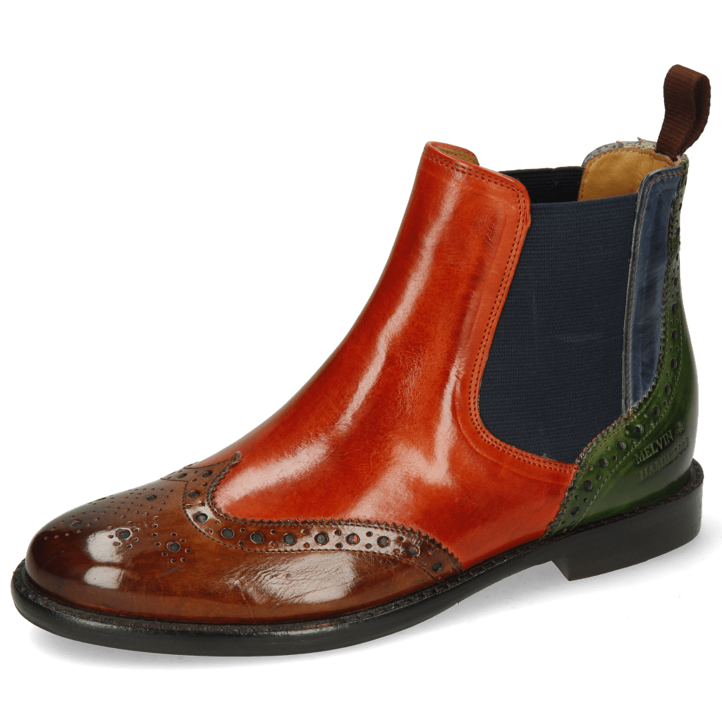 Stiefeletten Selina 6 Wood Winter Orange Navy Green Elastic Navy