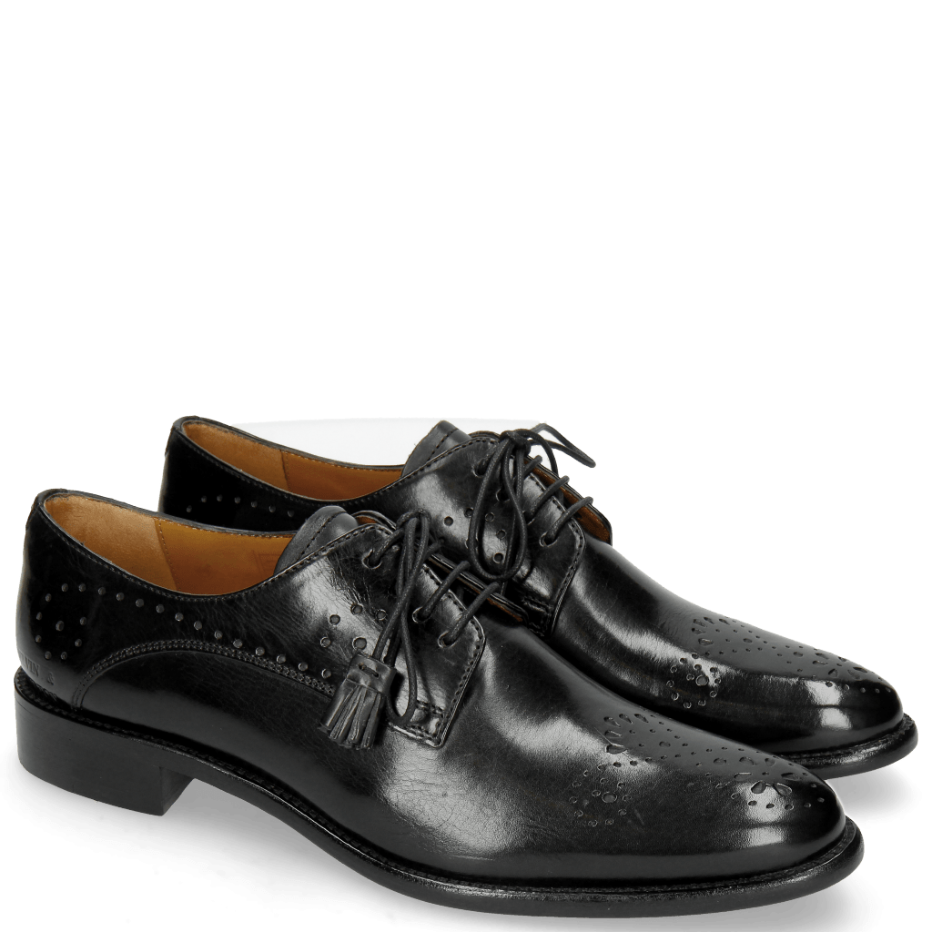 Derby Schuhe Betty 2 Black Tassel Black Lining Rich Tan
