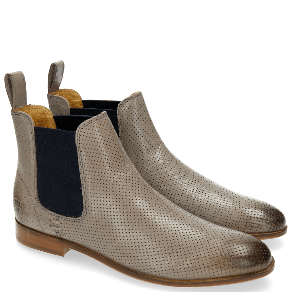 Stiefeletten Susan 10 Salerno Perfo Ash Elastic Navy LS Natural Perfo