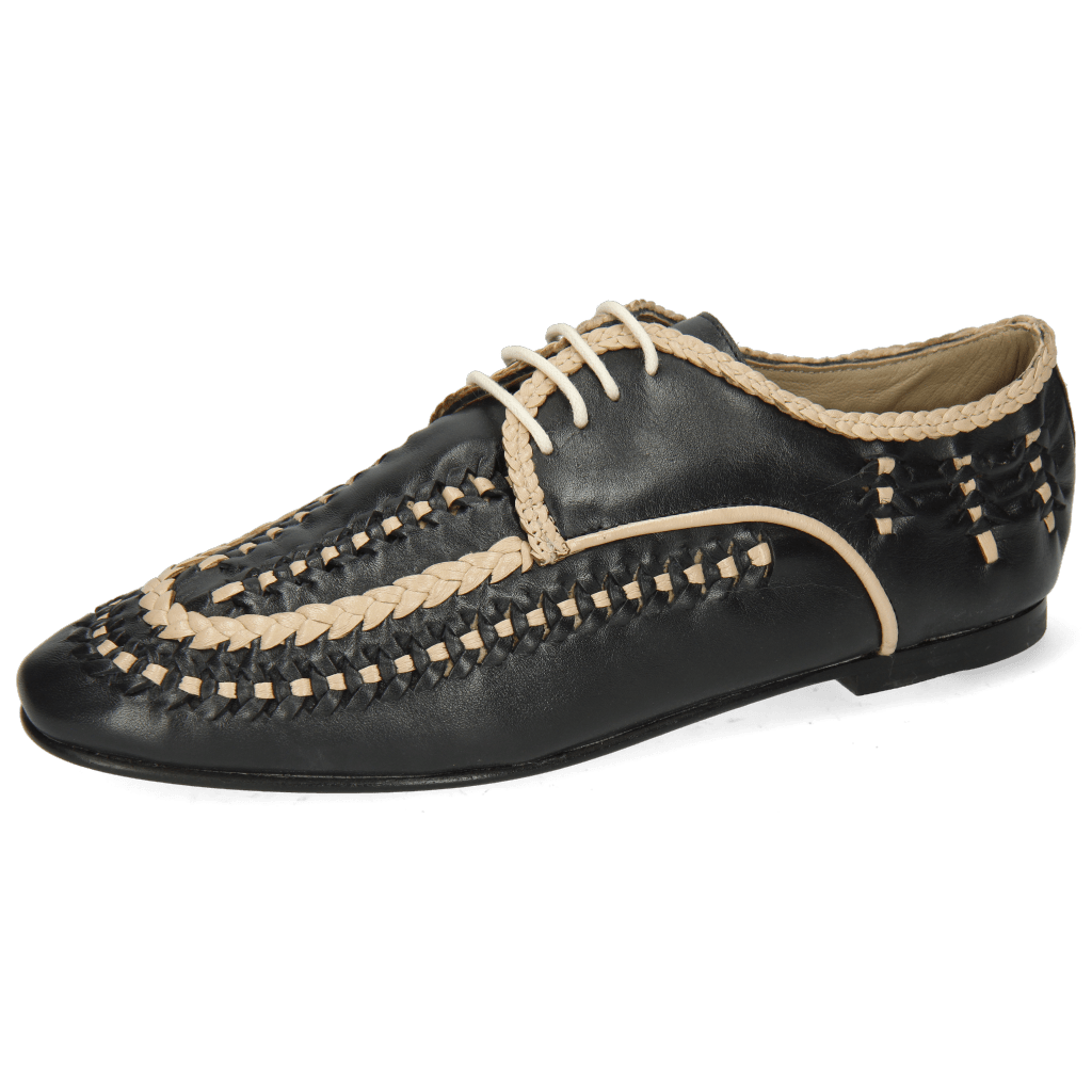 Derby Aviana 2 Navy Nappa Interlaced Off White