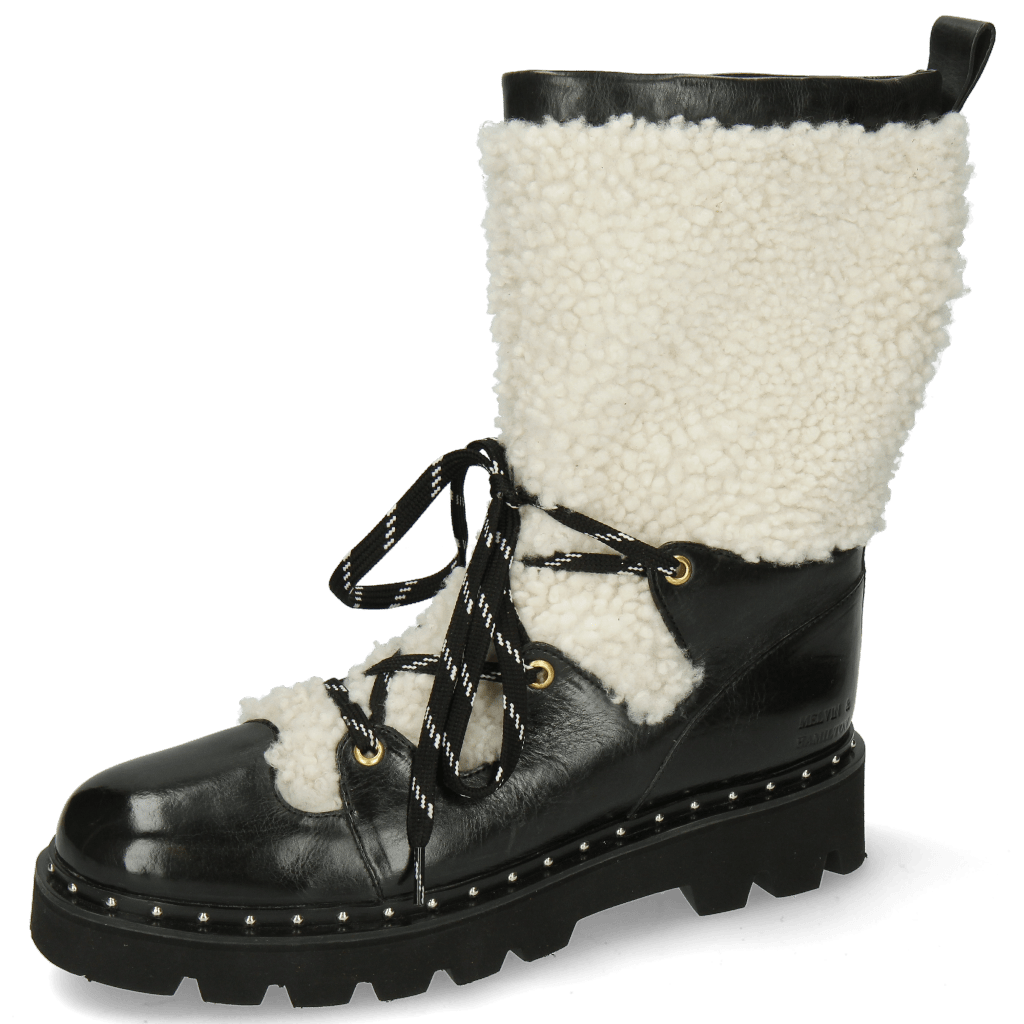 Botki Eliza 7 Black Sherling White Accessory Gold