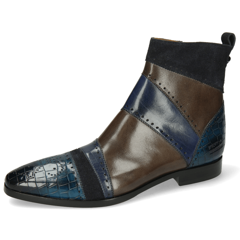 Botki Elvis 26 Crock Mid Blue Suede Pattini Navy Wind Grigio