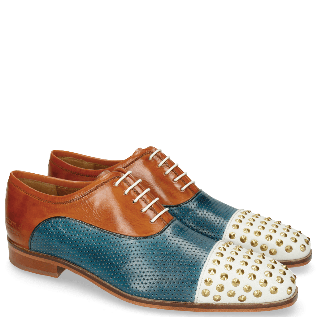 Oksfordy Lance 23 Venice White Perfo Mid Blue Tibet Sol Rivets