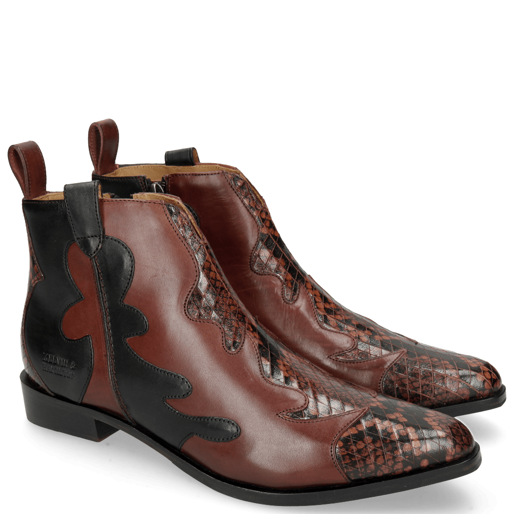 Ankle boots Marlin 7 Python Bordo Plum Petrol