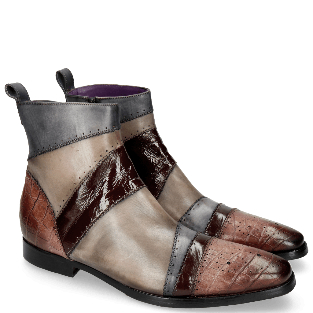 Ankle boots Elvis 26 Big Croco Plum Clayton Wine