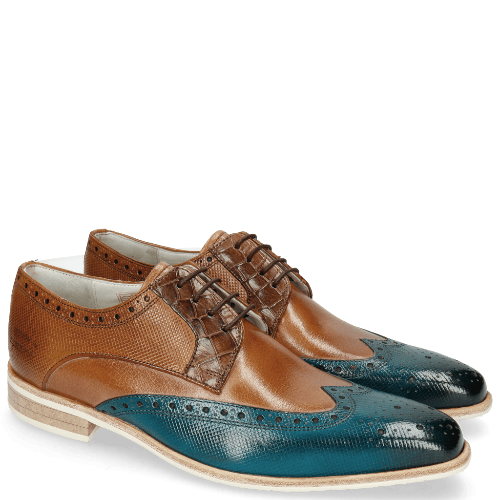 Derby shoes Lewis 3 Dice Mid Blue Woody Crock Dark Brown