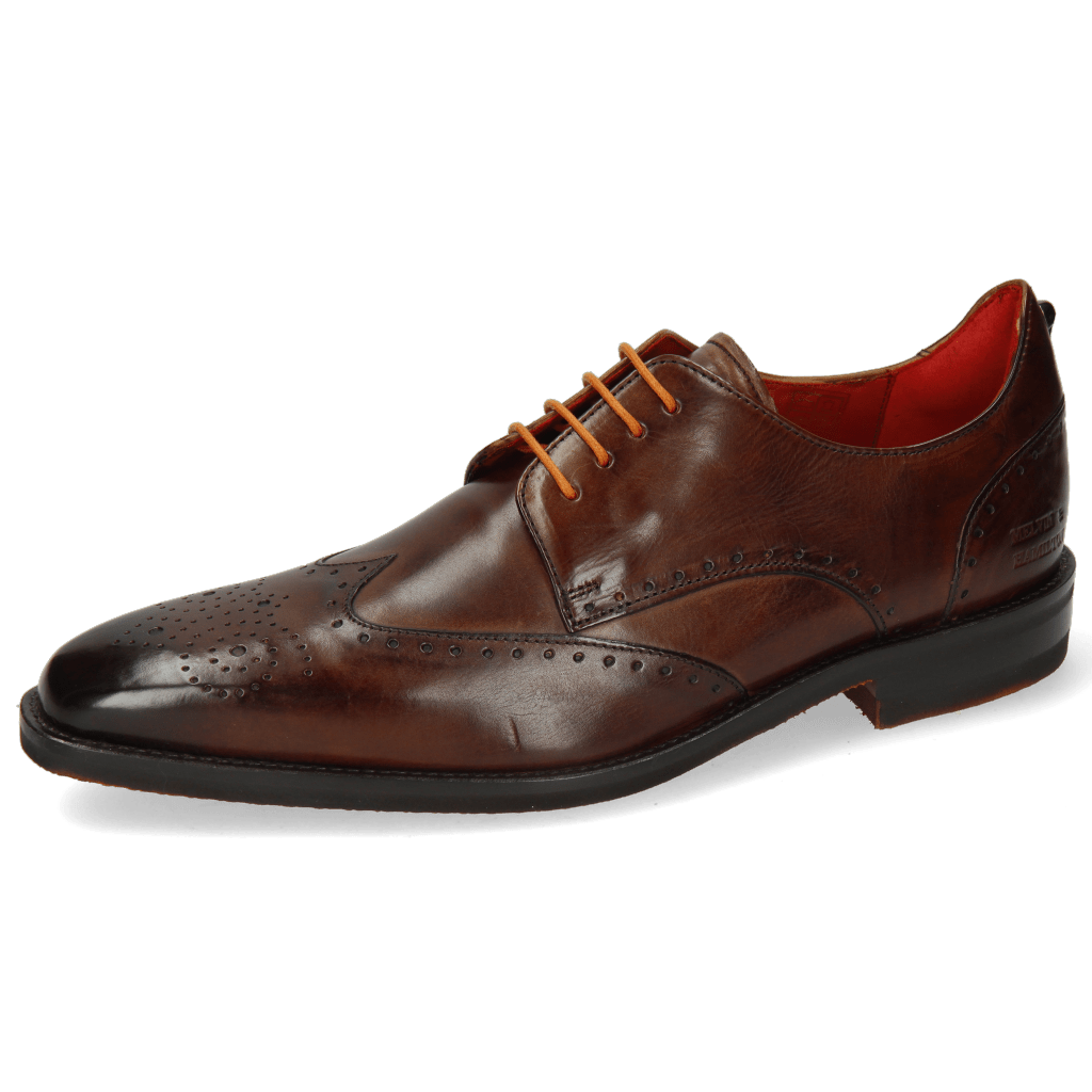 Derby shoes Dave 2 Mid Brown Laces Orange