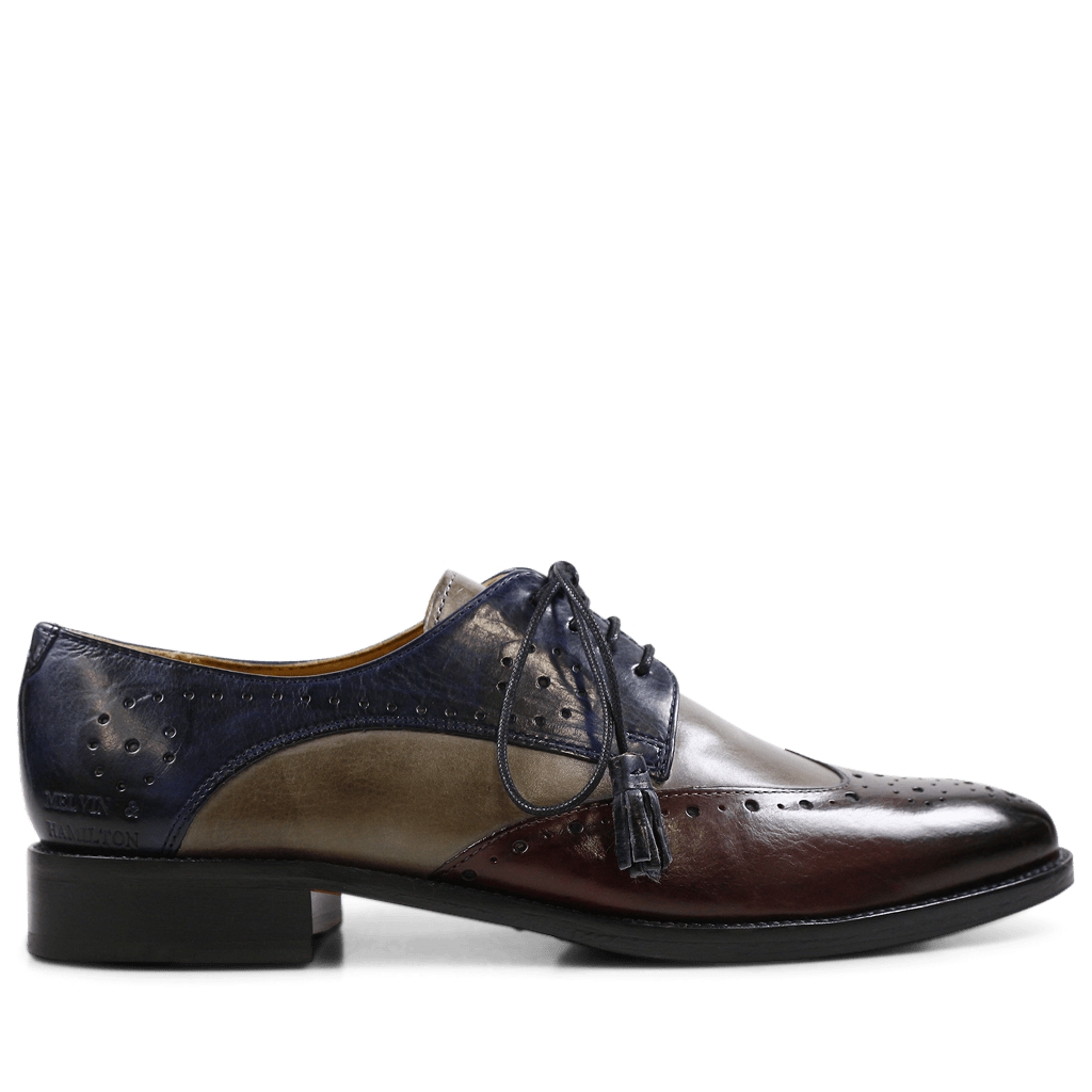Derby shoes Betty 3 Crust Burgundy Smoke Navy Tassel Navy HRS