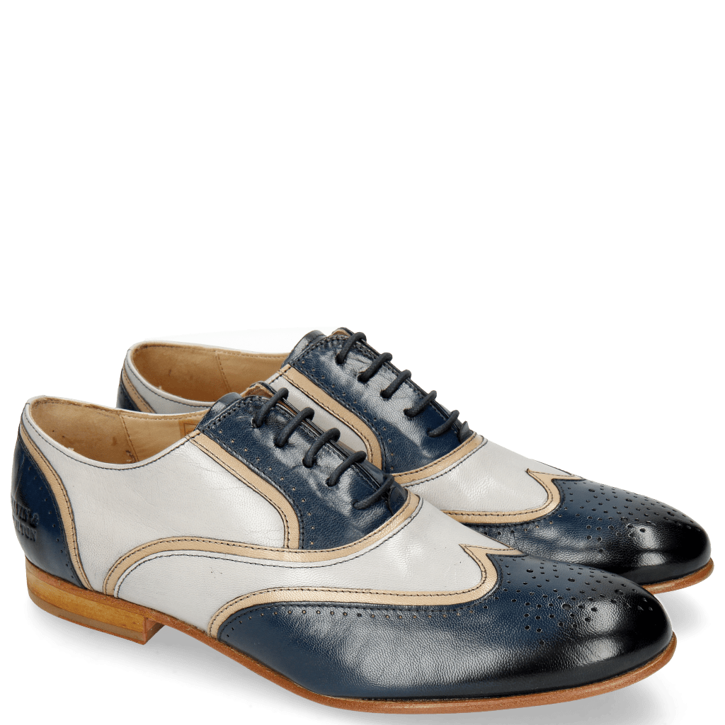 Oxford shoes Sally 38 Salerno Navy Light Grey Binding Cappu