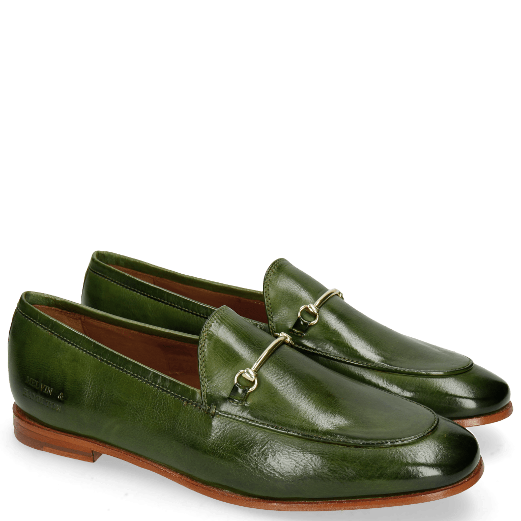 green and gold loafers