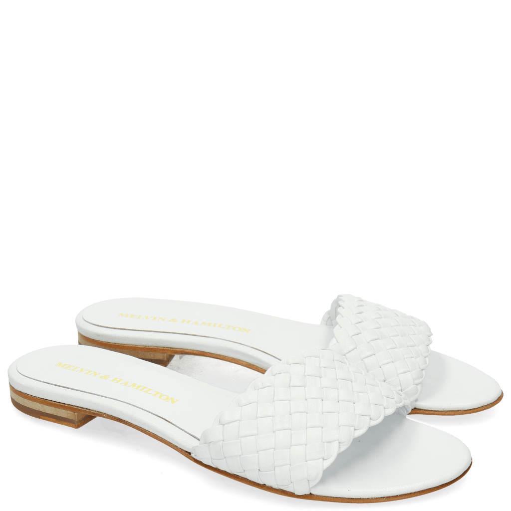 woven white mules