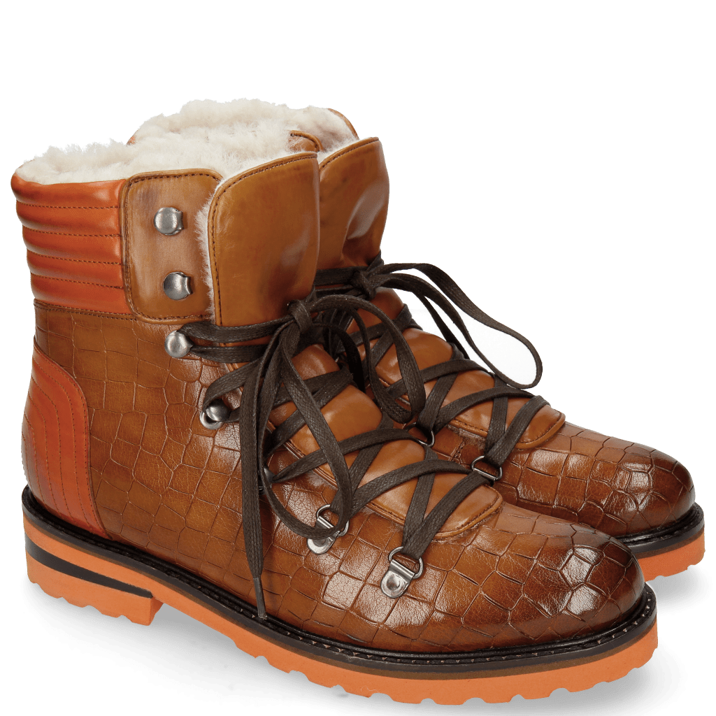 Ankle boots Bonnie 10 Crock Wood Winter Orange Full Fur