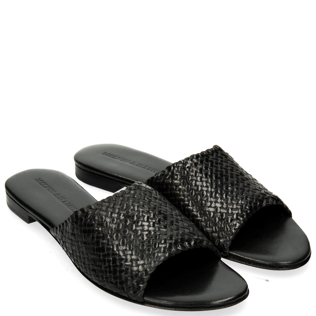 woven black mules