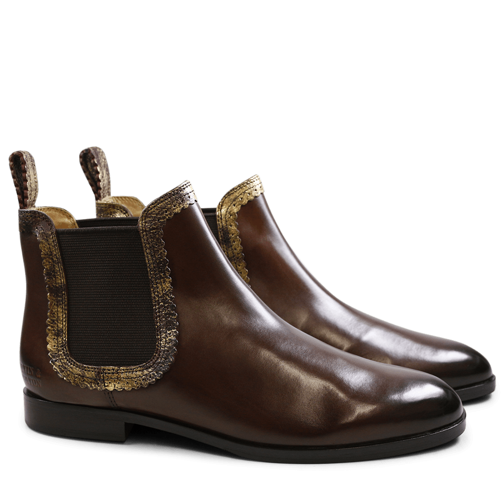 Ankle boots Susan 30 Dark Brown Gold Wine Elastic Dark Brown