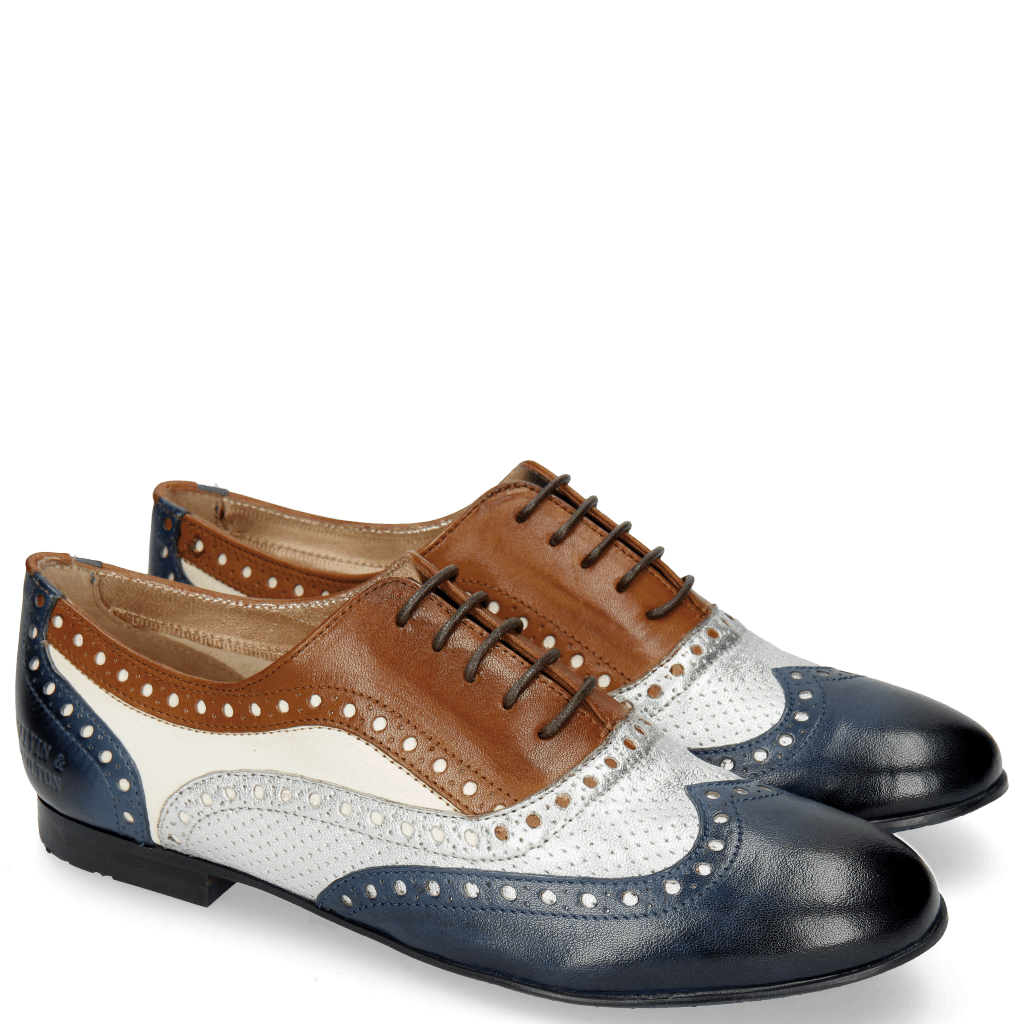 Oxford shoes Xia 2 Rio Marine Talca Perfo Aluminium Tan White