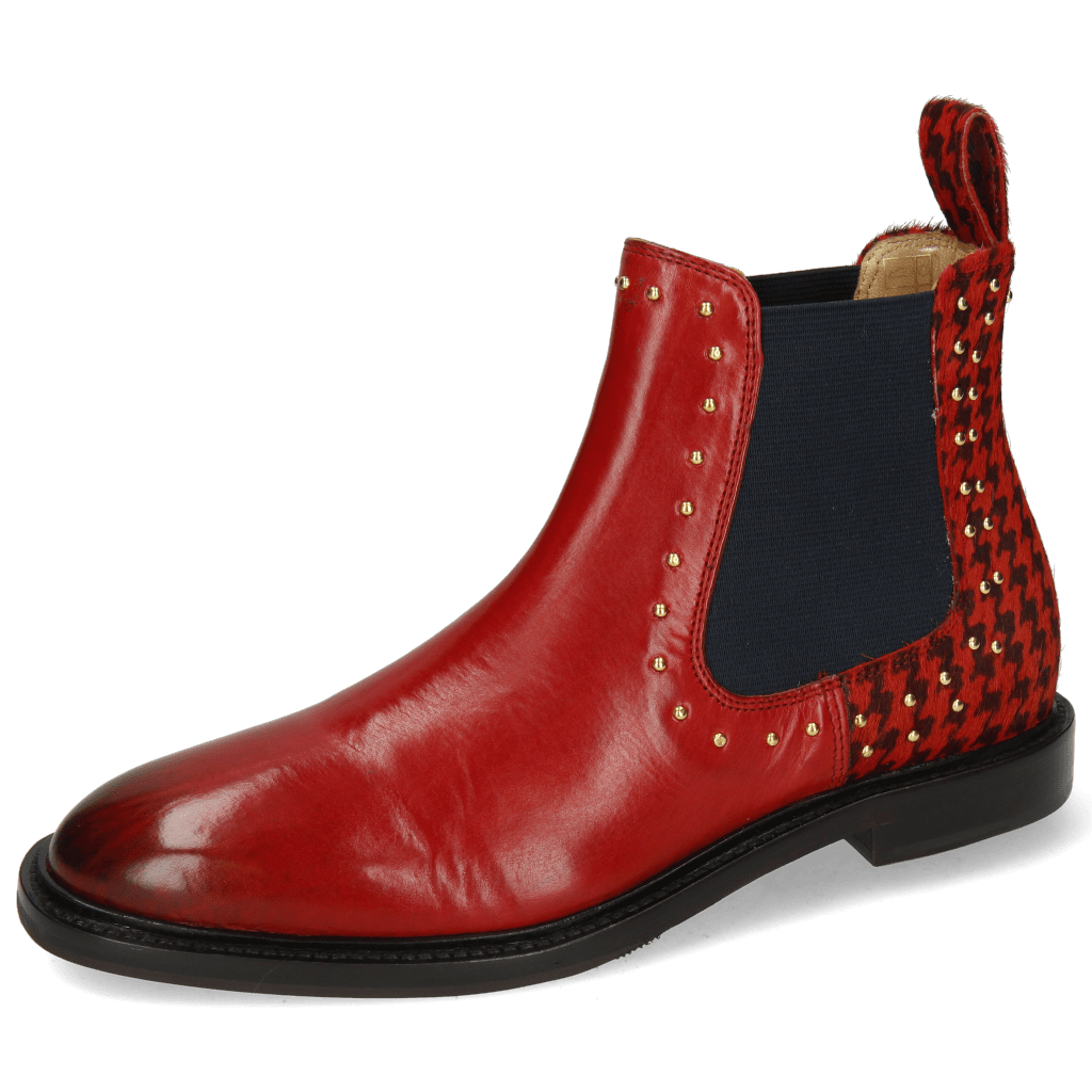 Ankle boots Katrin 3 Ruby Hairon Tweed Black Red Rivets