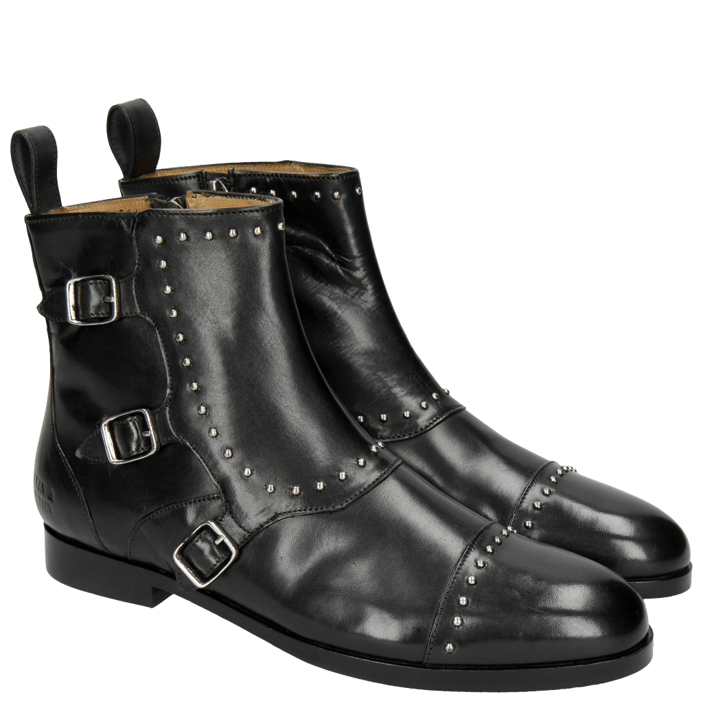 Ankle boots Susan 45 Black Rivets Buckle Nickel HRS