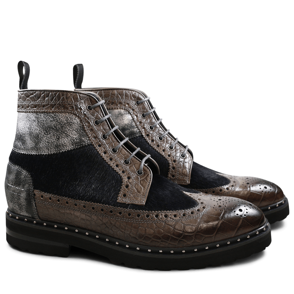 Matthew 9 Hair On Stone Graphite Black Blue Black Rivets Melvin
