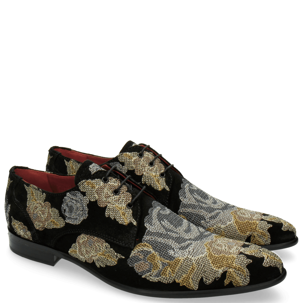 Derby shoes Toni 1 Suede Black Embrodery Metalic
