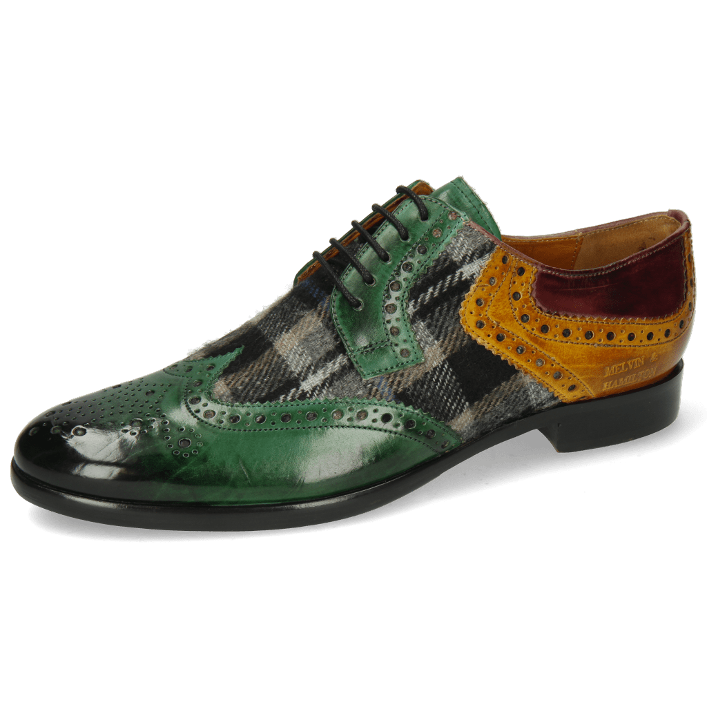 Derby shoes Clint 19 Pine Textile Crayon Olivine Wine