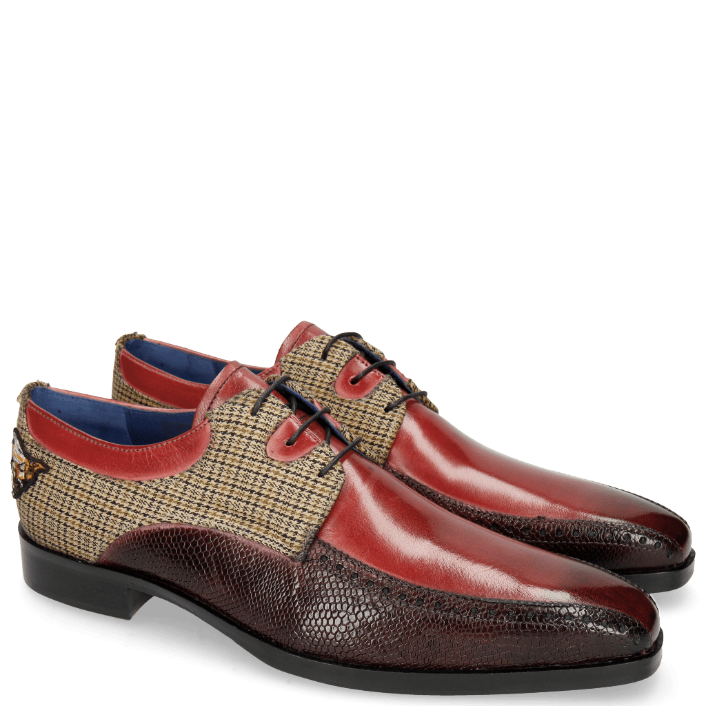 Derby shoes Lewis 28 Rich Red Phyton Burgundy Textile English