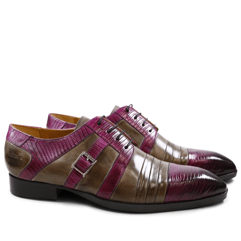 Derby shoes Ricky 2 Guana Crust Eggplant Smoke LS Black
